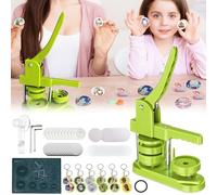 Badge Maker, Rotating Button Upgrade Badge Maker DIY Buttons Kit 37mm Badge Making Machine with 417 Pieces Key Ring Parts with Circular Cutter