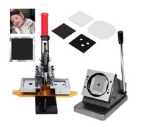 Badge Making Kit - DIY Button Badge Maker Machine with 100 Components, Paper Cutter & 2.5x2.5 inch Square Fridge Magnets for Custom Badges and Crafts