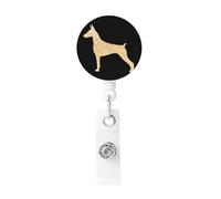 Badge Reel Doberman Pinscher, Reel Clip Retractable Badge Holder Office Accessories with Lanyard Nurse Teacher Student