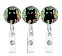 Badge Reel, ID Card Holder Retractable, Heavy Duty Lanyard Extender with Swivel Clip Durable Cord for ID Card Name Tag Pass Keychain, Personalised Cute Work Lanyard for Teacher Nurse (3pcs Cat 2)