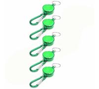 Badge Reel Keychain, 5 Pcs Heavy Duty Retractable Keychain with Belt Clip, Extendable Badge Holder Reel Clip Keyring for Nurses, Staff, Students - Green