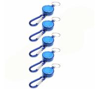 Badge Reel Keychain, 5 Pcs Heavy Duty Retractable Keychain with Belt Clip, Extendable Badge Holder Reel Clip Keyring for Nurses, Staff, Students - Blue