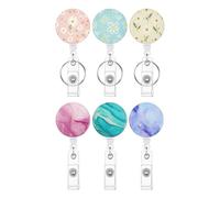 Badge Reel Retractable - 3 Pieces Clear Window ID Holder | Quick Access Card Display Sleeve | ABS Nylon Stainless Steel Clip | Keychain Extender Attachment | Nurse Teacher Student Volunteer Use | Neck