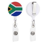 Badge Reel Retractable Badge Holder with Alligator Clip Cute Badge Clip South Africa Flag ID Name Card Holders for Office Worker Doctor Nurse Badge Reel Name Decorative
