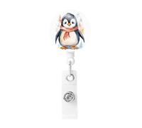 Badge Reels Retractable Badge Holder Cute Cartoon Penguin Heavy Duty Batch Holder Name ID Badge Clips for Office Worker Doctor Nurse ID Badge Reel with Belt Clip Keychain