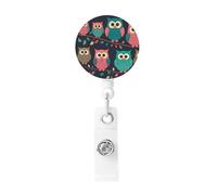 Badge Reels Retractable Badge Holder Cute Owls Heavy Duty Batch Holder Name ID Badge Clips for Office Worker Doctor Nurse ID Badge Reel with Belt Clip Keychain