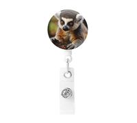 Badge Reels Retractable Badge Holder Monkey Lemur Cute Heavy Duty Batch Holder Name ID Badge Clips for Office Worker Doctor Nurse ID Badge Reel with Belt Clip Keychain