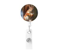 Badge Reels Retractable Badge Holder Squirrel Funny Animal Heavy Duty Batch Holder Name ID Badge Clips for Office Worker Doctor Nurse ID Badge Reel with Belt Clip Keychain