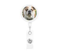 Badge Reels Retractable Badge Holders with Belt Clip English Bulldogs Badge Reel ID Name Card for Women Men Cute Id Badge Clip for Doctor Worker Office