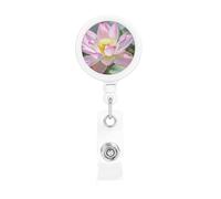 Badge Reels Retractable Badge Holders with Belt Clip Lotu Flowers Badge Reel ID Name Card for Women Men Cute Id Badge Clip for Doctor Worker Office