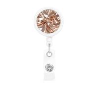 Badge Reels Retractable Badge Holders with Belt Clip Rose Gold Faux Glitter Badge Reel ID Name Card for Women Men Cute Id Badge Clip for Doctor Worker Office