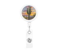 Badge Reels Retractable Badge Holders with Belt Clip Saguaros at Sunset Badge Reel ID Name Card for Women Men Cute Id Badge Clip for Doctor Worker Office