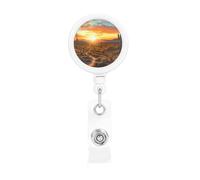 Badge Reels Retractable Badge Holders with Belt Clip Saguaros at Sunset Badge Reel ID Name Card for Women Men Cute Id Badge Clip for Doctor Worker Office