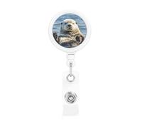 Badge Reels Retractable Badge Holders with Belt Clip Sea Otter Badge Reel ID Name Card for Women Men Cute Id Badge Clip for Doctor Worker Office