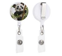 Badge Reels Retractable Panda Climb Tree Badge Holder with Alligator Clip Cute Nurse Telescopic Badge Clip Name ID Card Holders for Office Worker Doctor Nurse Key Holder