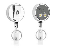 Badge Reels Retractable, Positive Quote Daisy Bike Print Retractable Badge Holders Badge Clip Badge Reel on Nurse Work ID Card Name Metal 1PCS