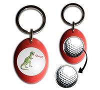 BadgeBeast.co.uk Dinosaur Rawwr! - Red Golf Ball Marker Key Ring