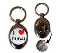 BadgeBeast.co.uk I Love Dubai - £1/€1 Metal Shopping Coin Token Key Ring
