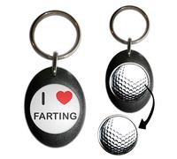 BadgeBeast.co.uk I Love Farting - Black Golf Ball Marker Key Ring
