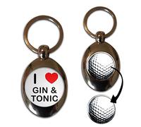 BadgeBeast.co.uk I Love Gin and Tonic - Silver Golf Ball Marker Key Ring