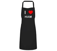 BadgeBeast.co.uk I Love Ham - Black Cooks Bib Apron