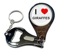 BadgeBeast.co.uk I Love Heart Giraffes - Key Ring Bottle Opener and Nail Clipper