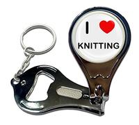 BadgeBeast.co.uk I Love Heart Knitting - Key Ring Bottle Opener and Nail Clipper
