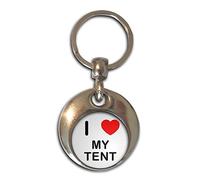 BadgeBeast.co.uk I Love Heart My Tent - Chrome Round Double Sided Key Ring