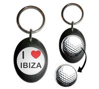 BadgeBeast.co.uk I Love Ibiza - Black Golf Ball Marker Key Ring