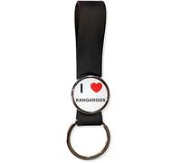BadgeBeast.co.uk I Love Kangaroos - Black Silicone Loop Key Ring