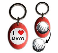 BadgeBeast.co.uk I Love Mayo - Red Golf Ball Marker Key Ring