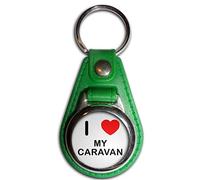 BadgeBeast.co.uk I Love My Caravan - Green Plastic Medallion Key Ring