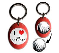 BadgeBeast.co.uk I Love My Grandad - Red Golf Ball Marker Key Ring