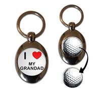 BadgeBeast.co.uk I Love My Grandad - Silver Golf Ball Marker Key Ring