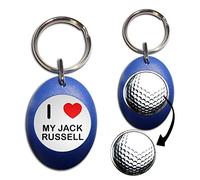 BadgeBeast.co.uk I Love My Jack Russell - Blue Golf Ball Marker Key Ring