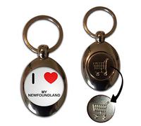 BadgeBeast.co.uk I Love My Newfoundland - £1/€1 Metal Shopping Coin Token Key Ring