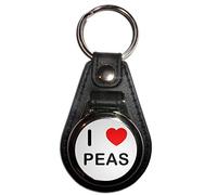 BadgeBeast.co.uk I Love Peas - Black Plastic Medallion Key Ring