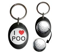 BadgeBeast.co.uk I love Poo - Black Golf Ball Marker Key Ring