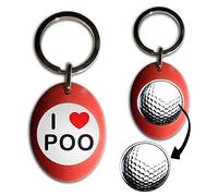 BadgeBeast.co.uk I love Poo - Red Golf Ball Marker Key Ring