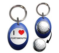 BadgeBeast.co.uk I Love Portsmouth - Blue Golf Ball Marker Key Ring