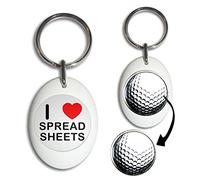 BadgeBeast.co.uk I Love Spreadsheets - White Golf Ball Marker Key Ring