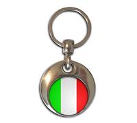 BadgeBeast.co.uk Italy Flag - Chrome Round Double Sided Key Ring