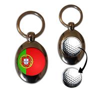 BadgeBeast.co.uk Portugal Flag - Silver Golf Ball Marker Key Ring