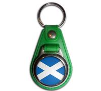 BadgeBeast.co.uk Scotland Flag - Green Plastic Medallion Key Ring