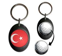 BadgeBeast.co.uk Turkey Flag - Black Golf Ball Marker Key Ring