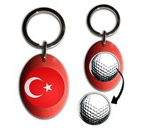 BadgeBeast.co.uk Turkey Flag - Red Golf Ball Marker Key Ring