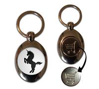 BadgeBeast.co.uk Unicorn Silhouette - £1/€1 Metal Shopping Coin Token Key Ring