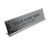 Badgemaster Bespoke Personalised Engraved Gold/Silver Aluminium Desk Plaque with Flowers Left Side Design For Home Office Desk Work