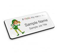 Badgemaster Hello My Name is Christmas Elf Premium Durable Staff Name Badge 76 x 32mm White/Black