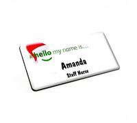 Badgemaster Hello My Name is Christmas Santa Hat Premium Durable Staff Name Badge 76 x 38mm White/Black